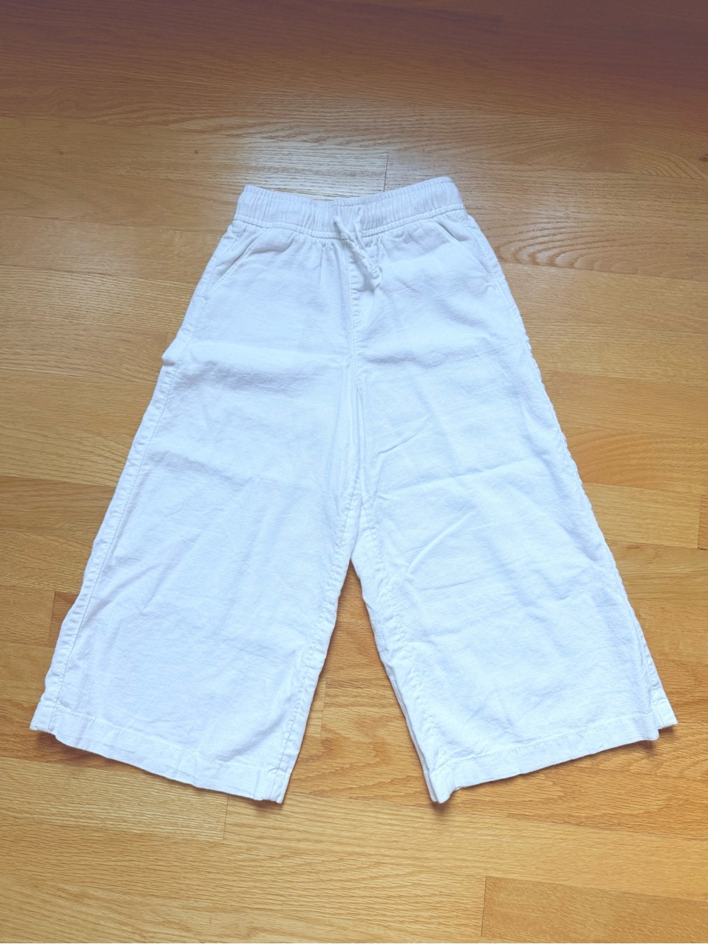 Old Navy White Elastic Waist Drawstring Wide Leg Cropped Pants - Kids XS